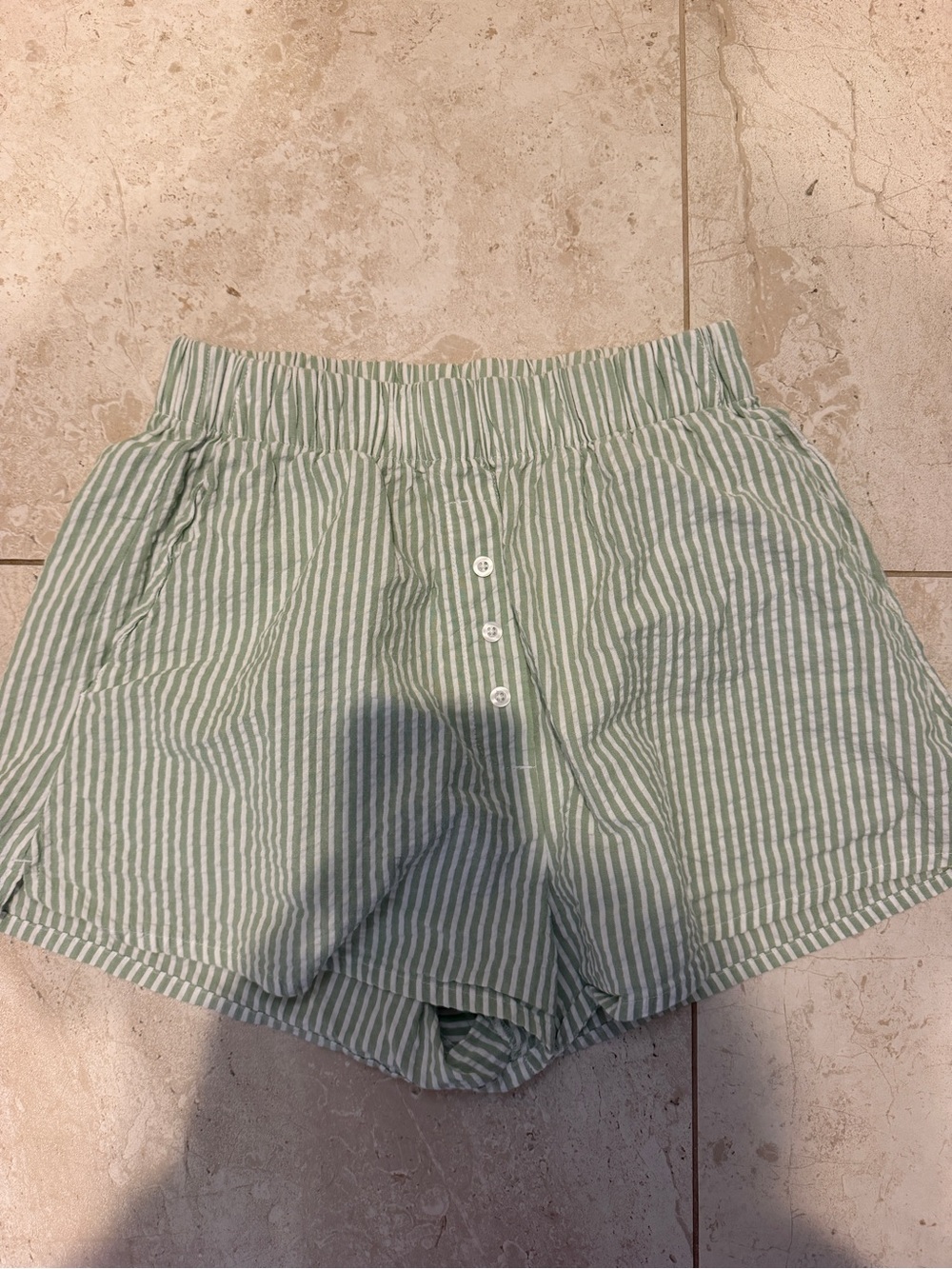 Daily Drills Green Striped High-Waist Women’s Shorts